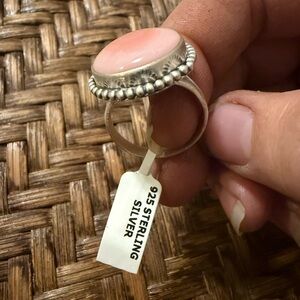 Sterling Silver Pink Cabochon Statement Ring